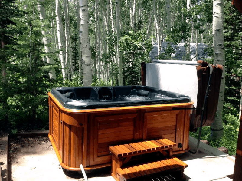Arctic Spas Hot tub in the backyard in a forest